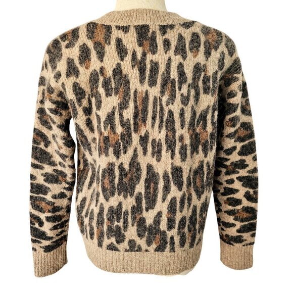Rails Animal Print Crewneck Sweater Womens Sz XS Alpaca Wool Crew Neck Long Slv - Picture 3 of 7